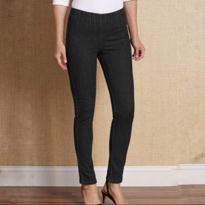 Soft Surroundings Metro Black Denim Style Leggings Medium Casual